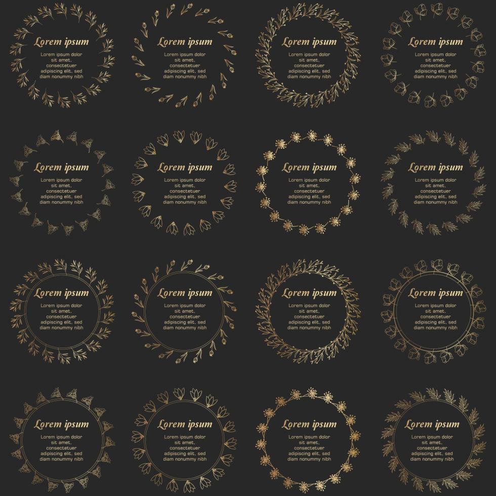 gouden cirkel bloem frame krans vector