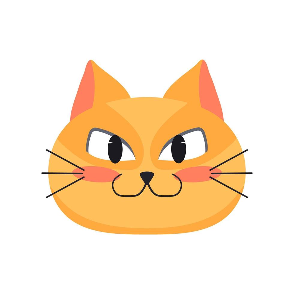 hand- getrokken illustratie van schattig kat gezicht geïsoleerd Aan wit achtergrond in tekenfilm stijl vector