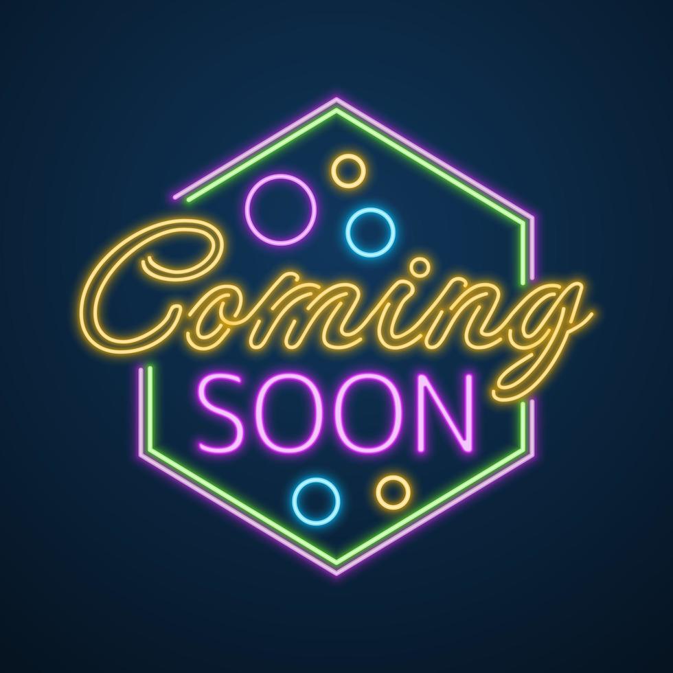 komt eraan spoedig teaser neon effect vector