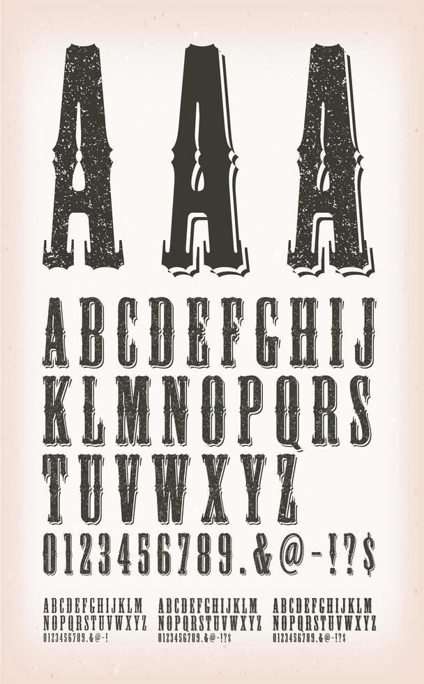 westerse vintage grunge en tattoo abc-lettertypen vector