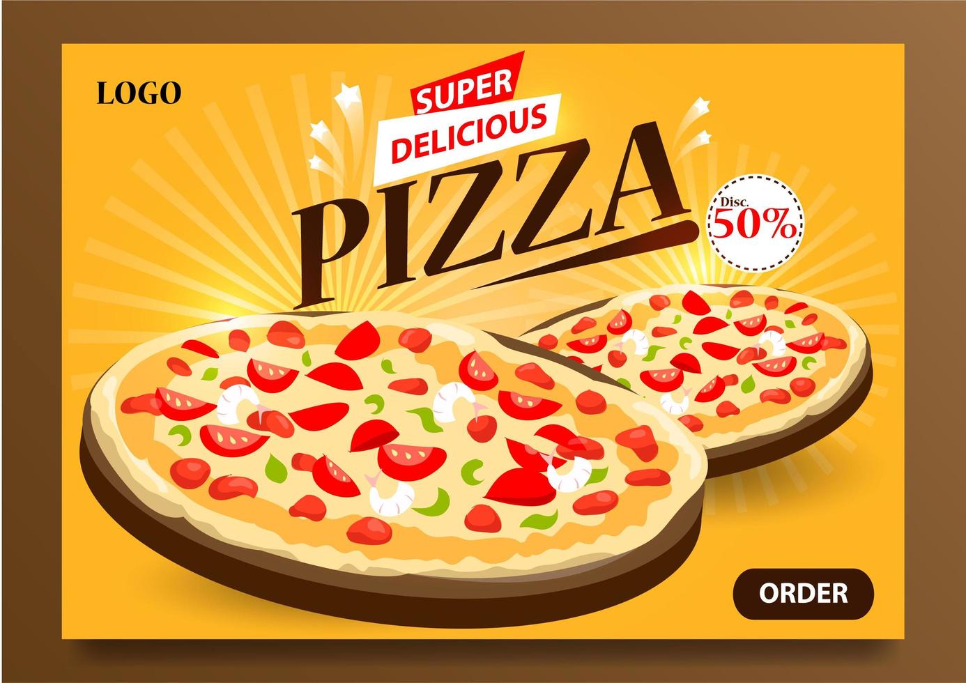 poster voor super lekkere pizza vector