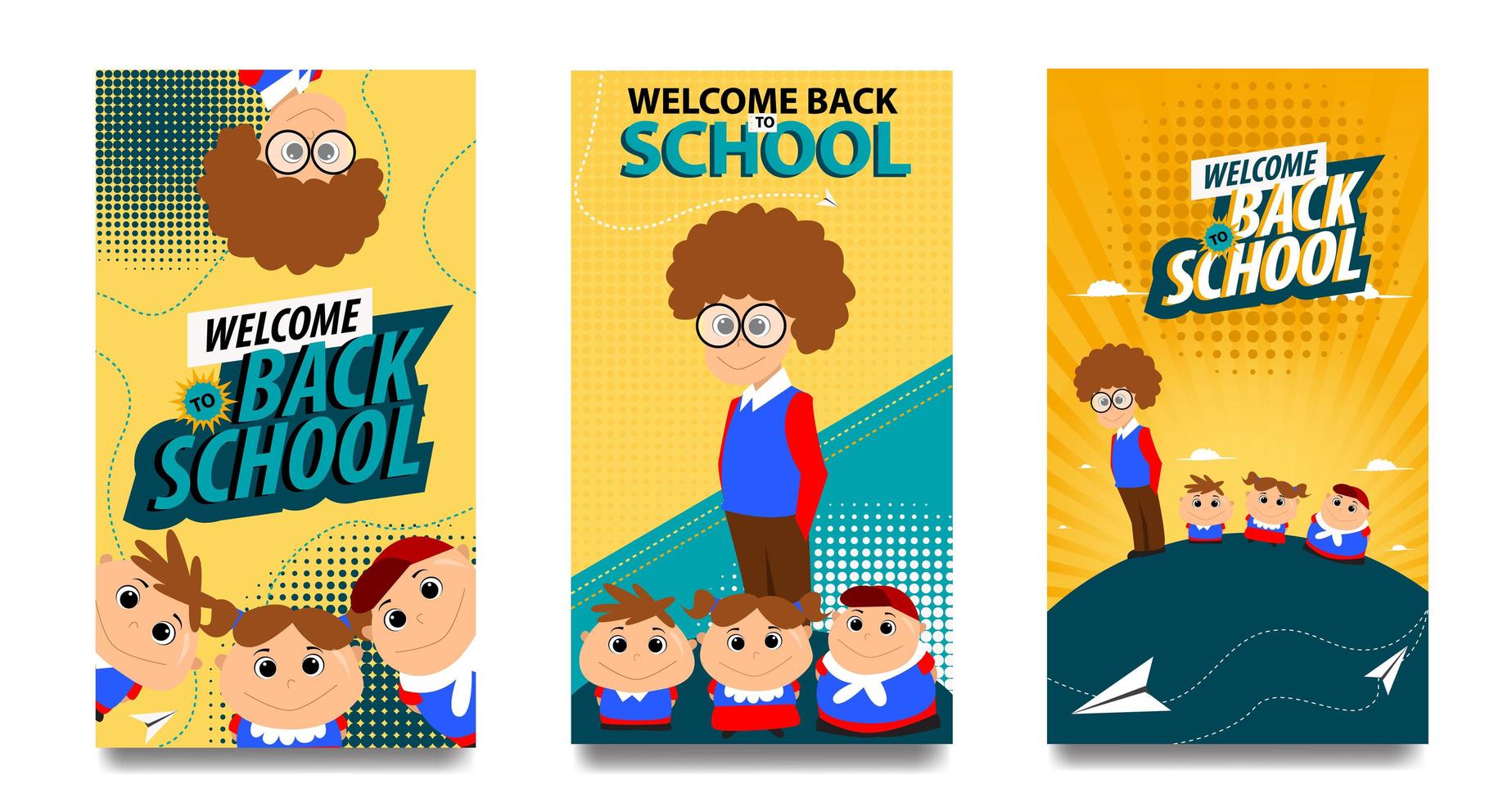 terug naar school verticale banners voor sociale media vector