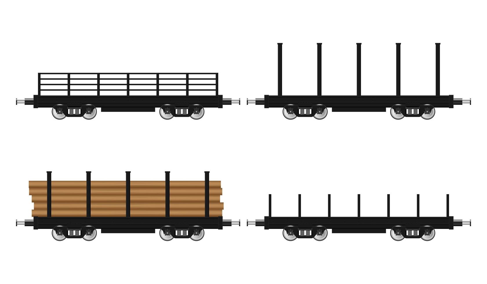 set van treinwagons geïsoleerd vector