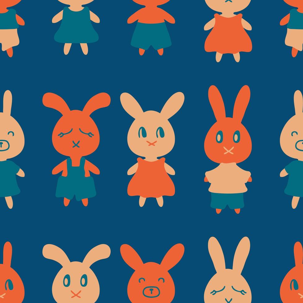 vlak stijl naadloos patroon met schattig konijntjes. vector
