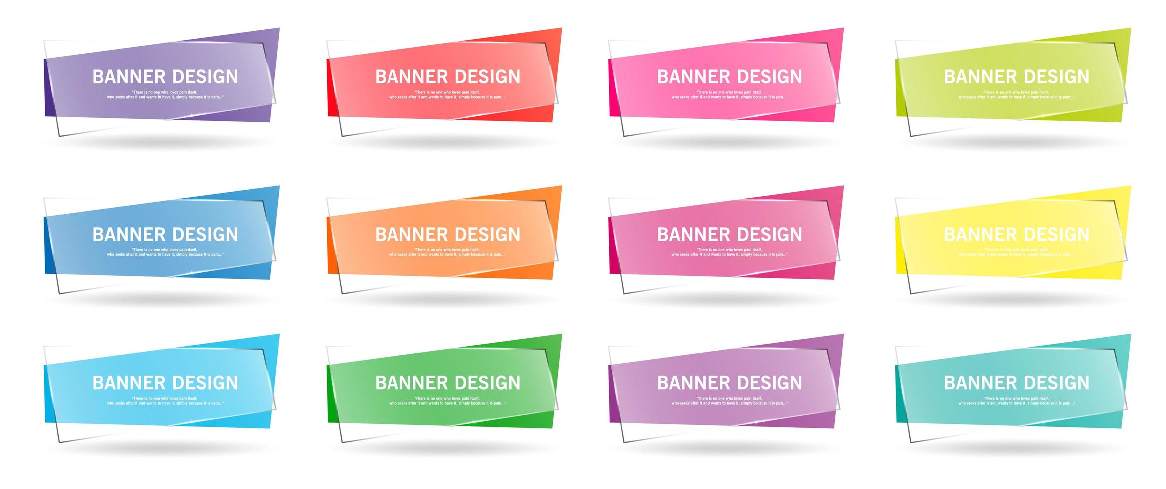 kleurrijke set geometrische banners met transparante overlay vector