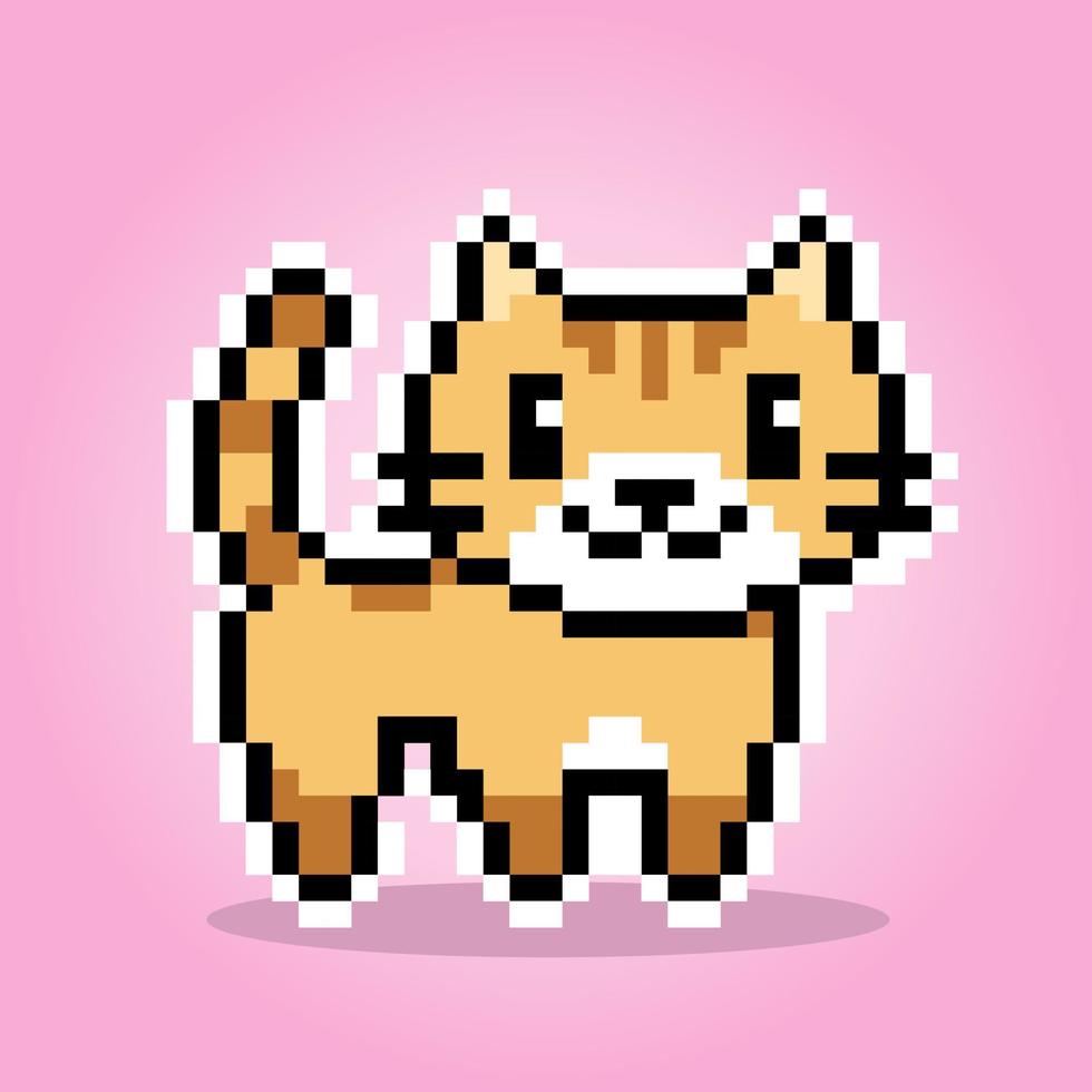 pixel 8 beetje een kat. dier voor spel middelen in vector illustratie.