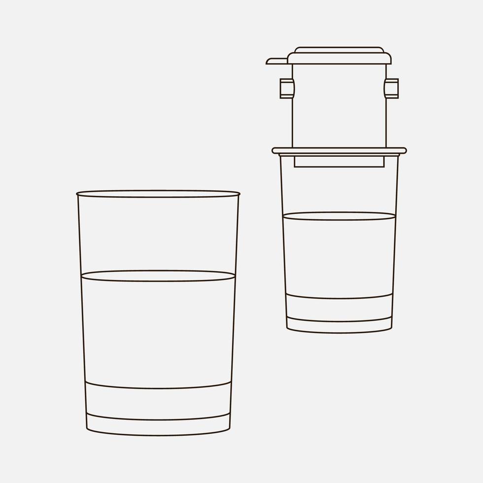 bewerkbare geïsoleerd Vietnam druppelen koffie met twee glas mokken vector illustratie in schets stijl voor artwork element van cafe met Vietnamees cultuur en traditie verwant ontwerp