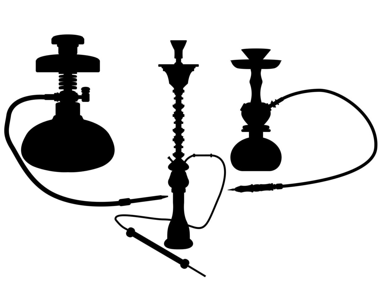 verschillend soort van hookah zwart Aan wit achtergrond vector