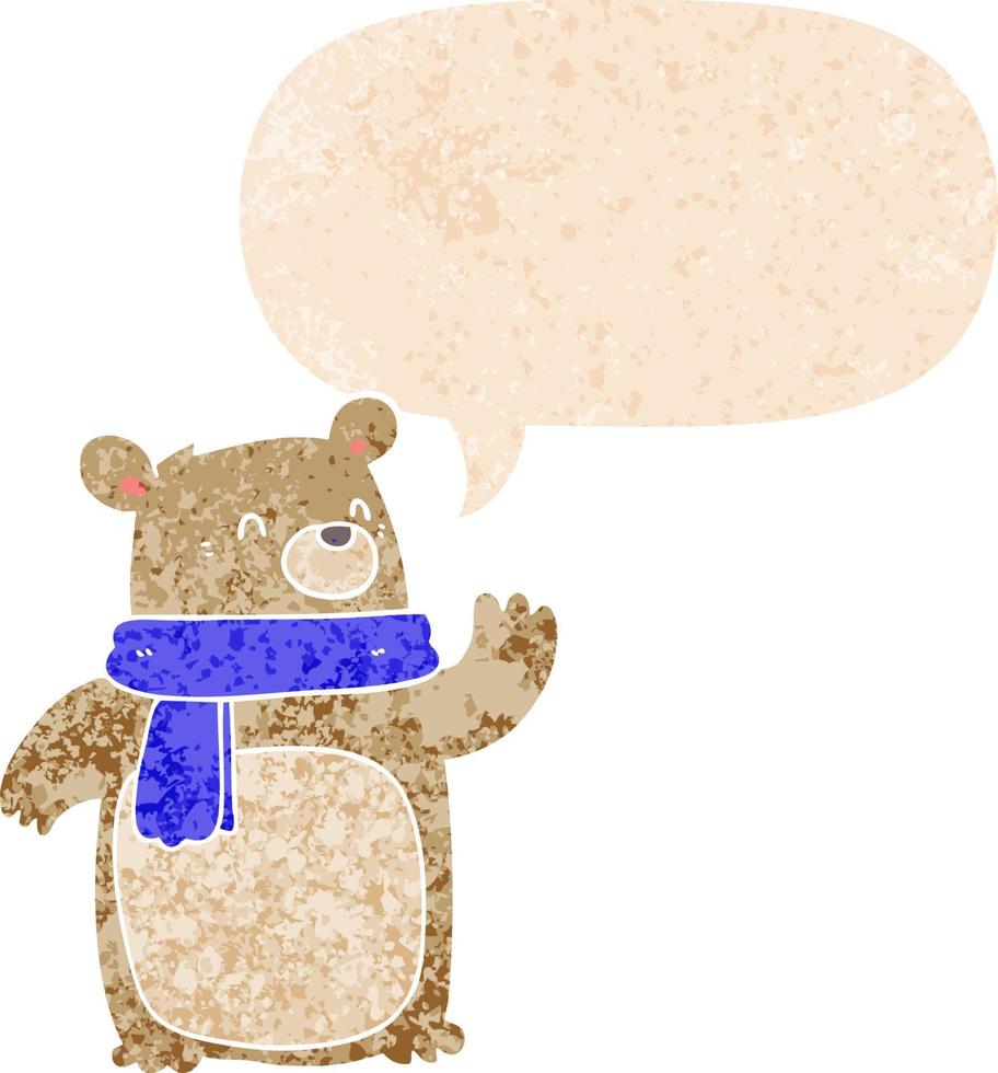 verontrust tekenfilm beer met toespraak bubbel vector
