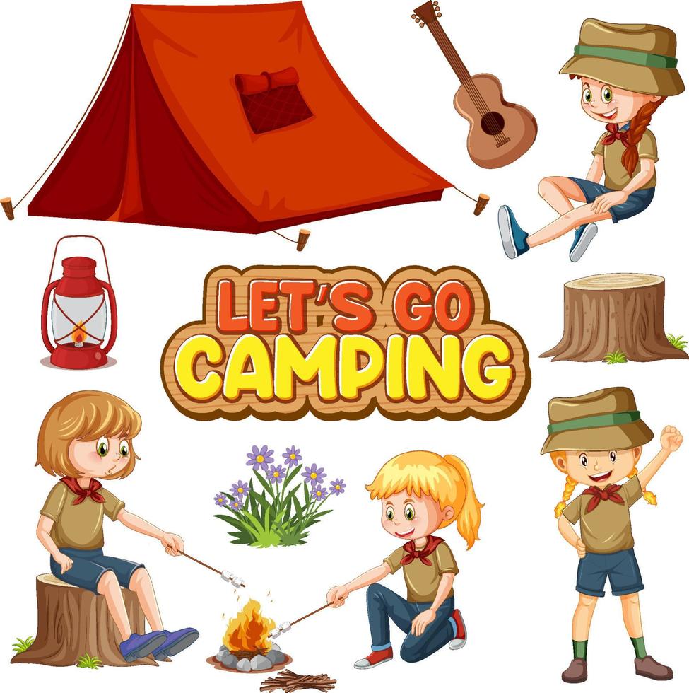 reeks van verschillend camping kinderen vector