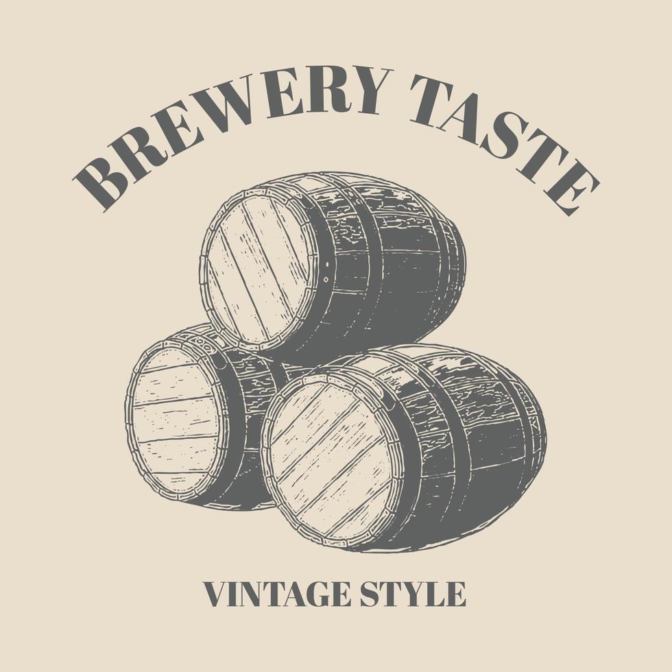 logo houten bier stapel omhoog vat logo - vector illustratie, retro wijnoogst logo vector voorwerp sjabloon ontwerp