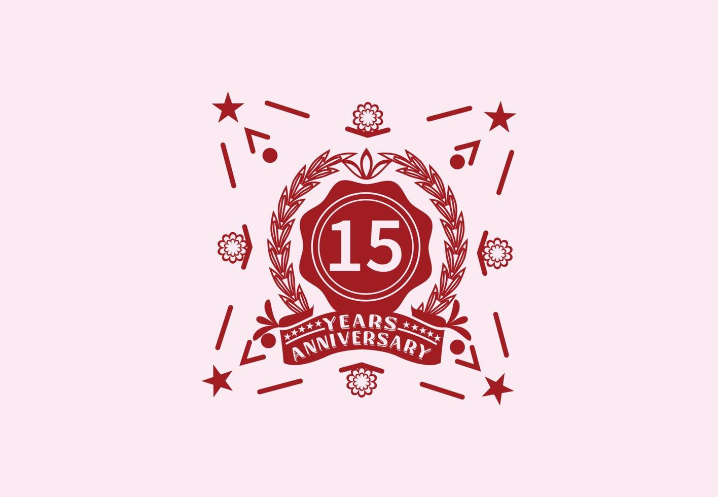 15 jaren verjaardag logo en sticker ontwerp sjabloon vector