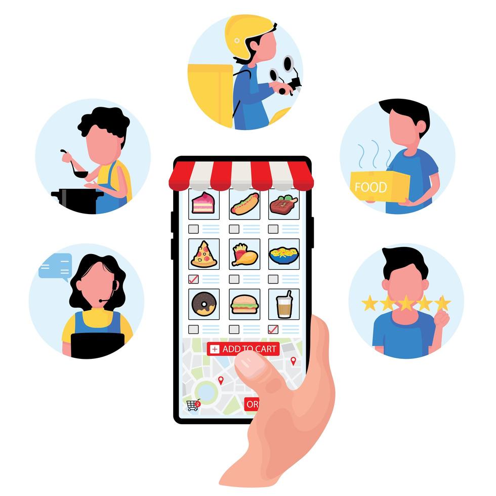 mobiele app eten bestellen concept vector