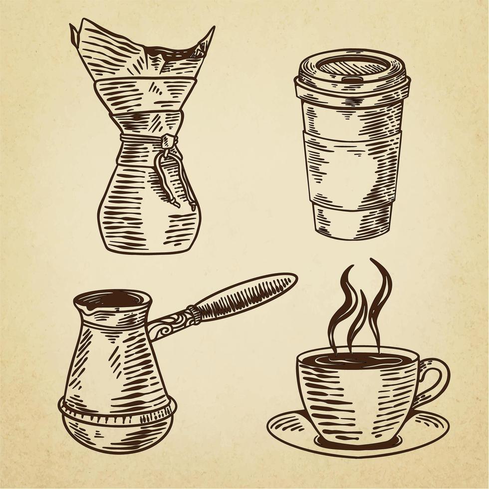 wijnoogst koffie reeks illustratie vector