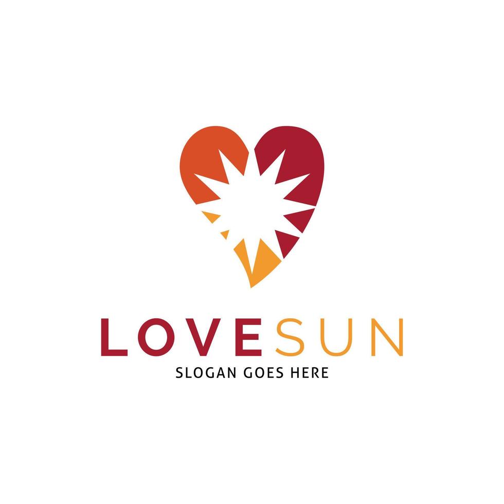 liefde zon icoon vector logo sjabloon illustratie ontwerp