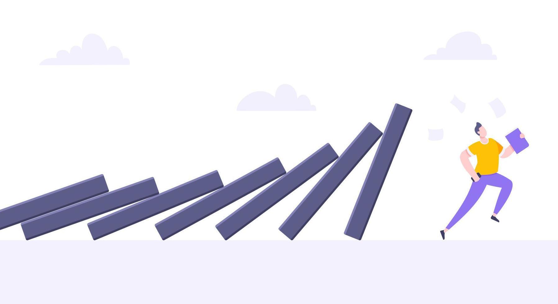 domino effect of bedrijf lafheid metafoor vector illustratie.