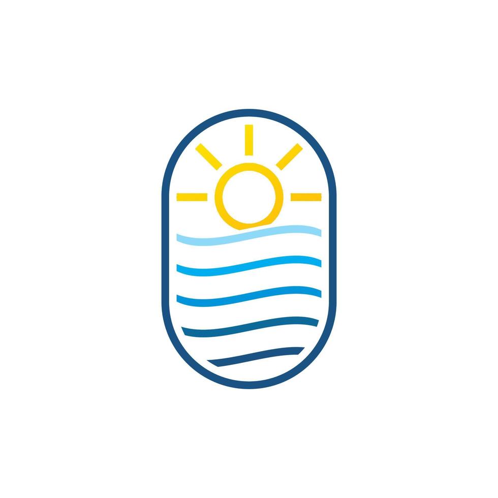 zonsopkomst van de zee, lijn logo vector