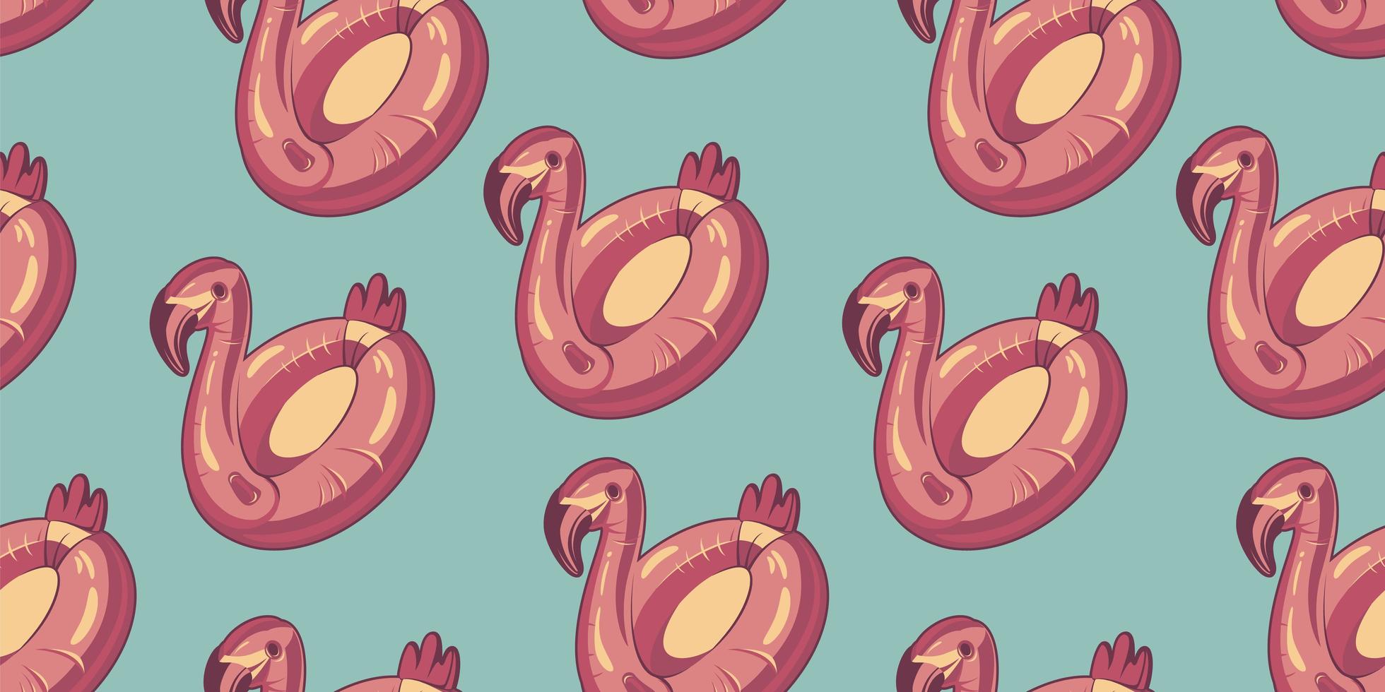 naadloze patroon met roze flamingo drijft op blauw vector