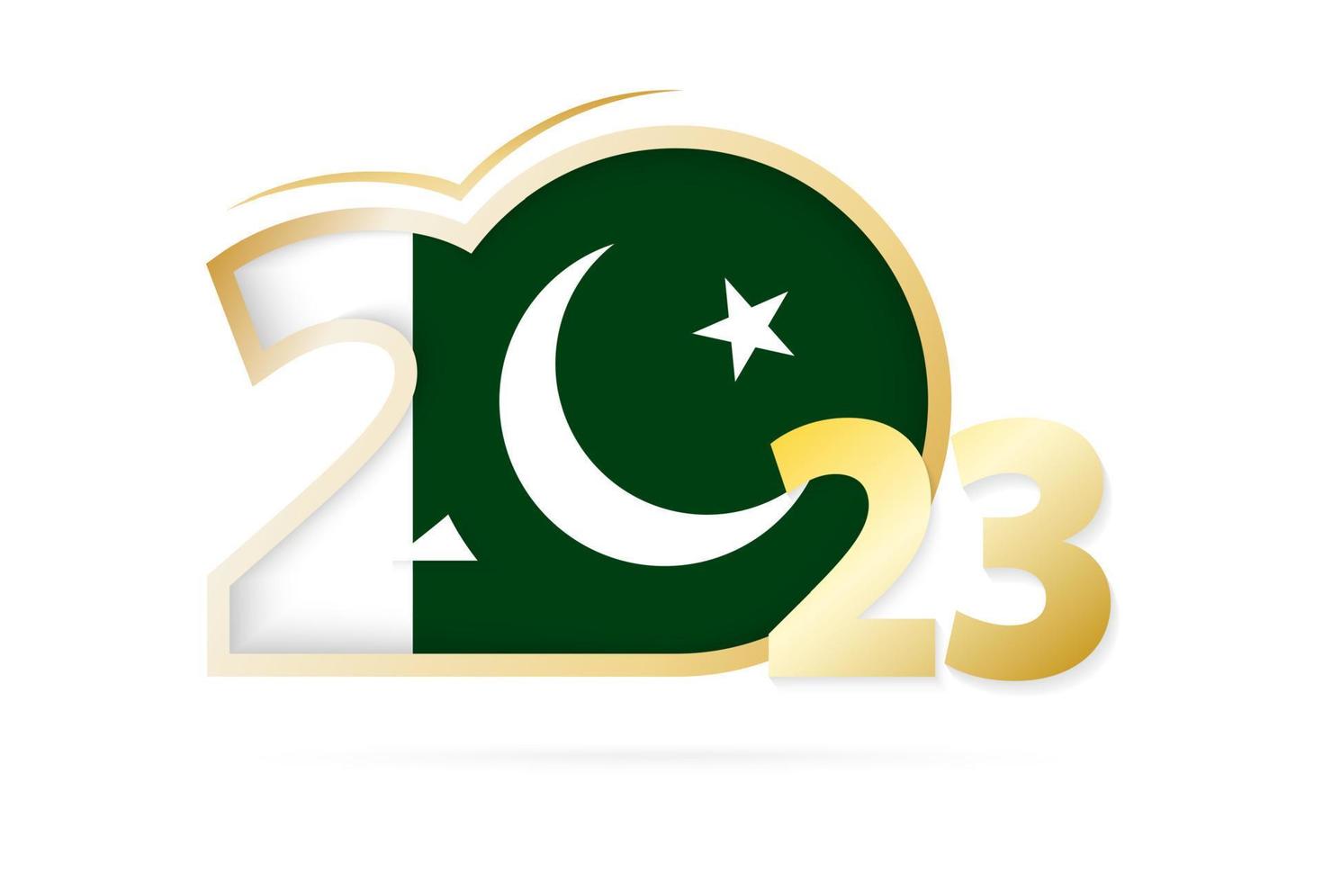 jaar 2023 met Pakistan vlag patroon. vector