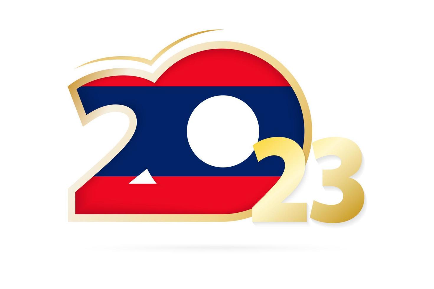 jaar 2023 met Laos vlag patroon. vector