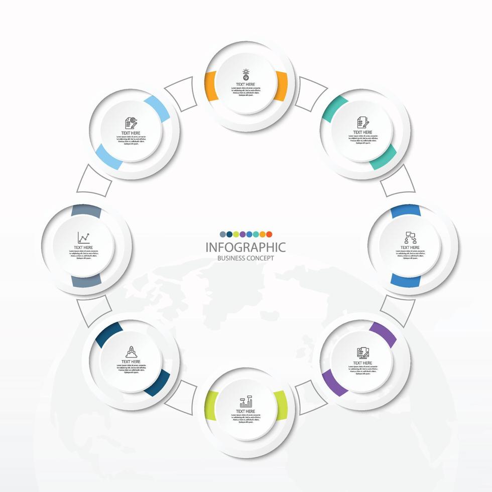 eenvoudig cirkel infographic met 8 stappen, werkwijze of opties. vector