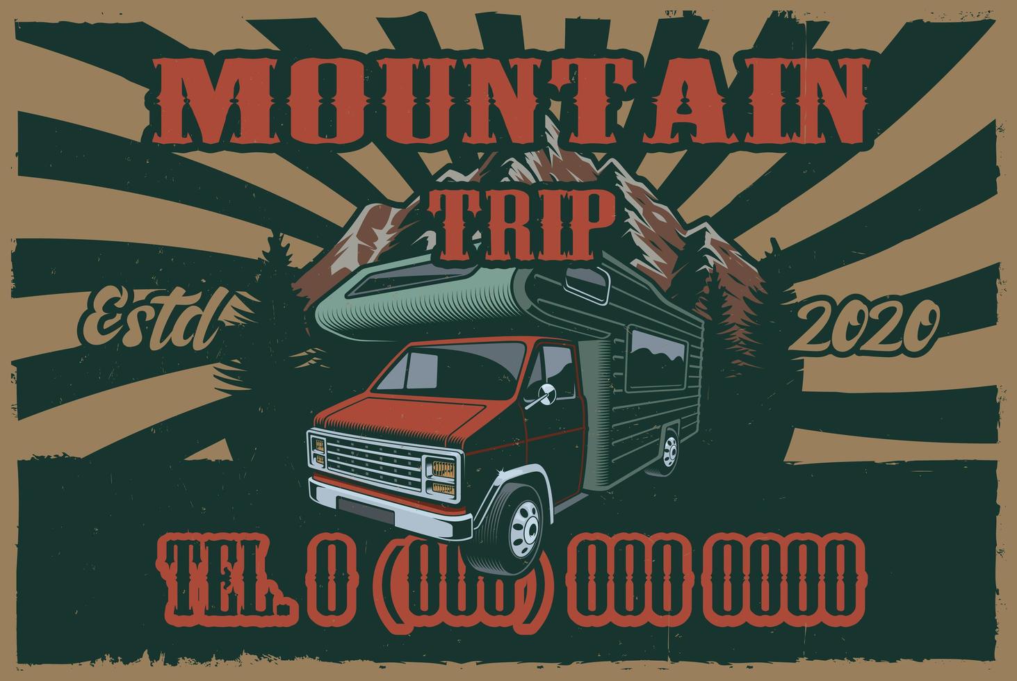 vintage poster met camper en roadtrip-thema vector