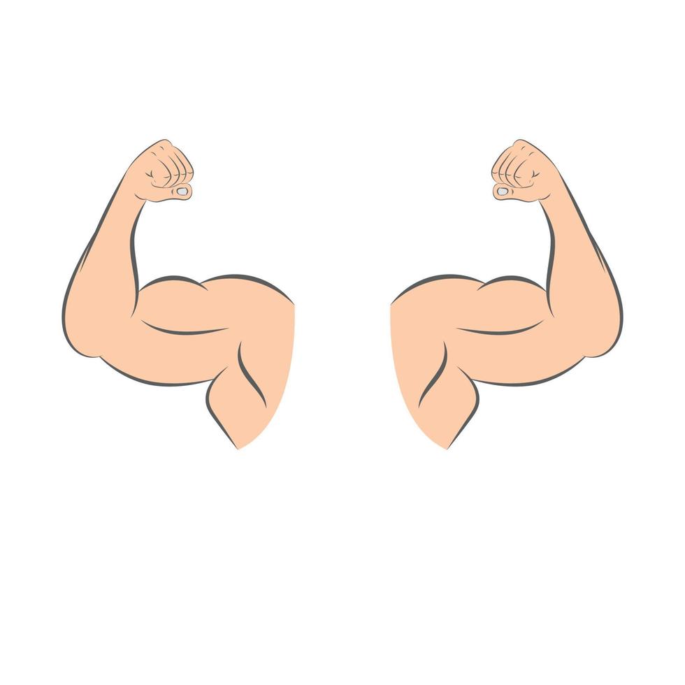 gespierd arm buigen sterk hand- biceps hand- getrokken vector illustratie