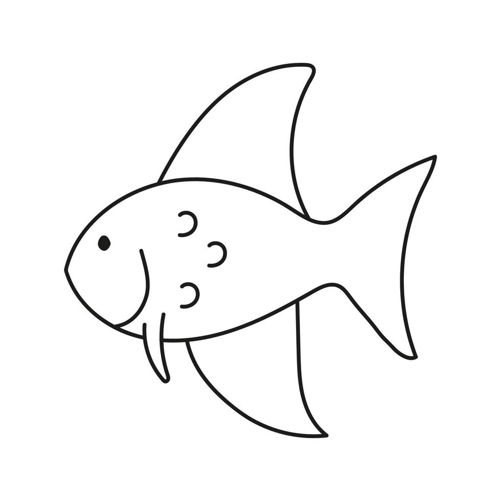 hand- getrokken vector illustratie van een aquarium vis