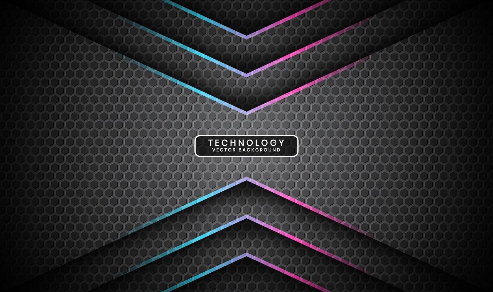 3d grijs techno abstract achtergrond overlappen laag Aan donker ruimte met blauw roze pijl decoratie. modern grafisch ontwerp element uitknippen stijl concept voor banier, folder, kaart, of brochure Hoes vector