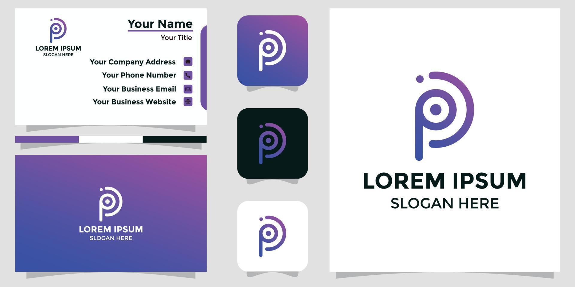 brief p ontwerp logo en branding kaart vector