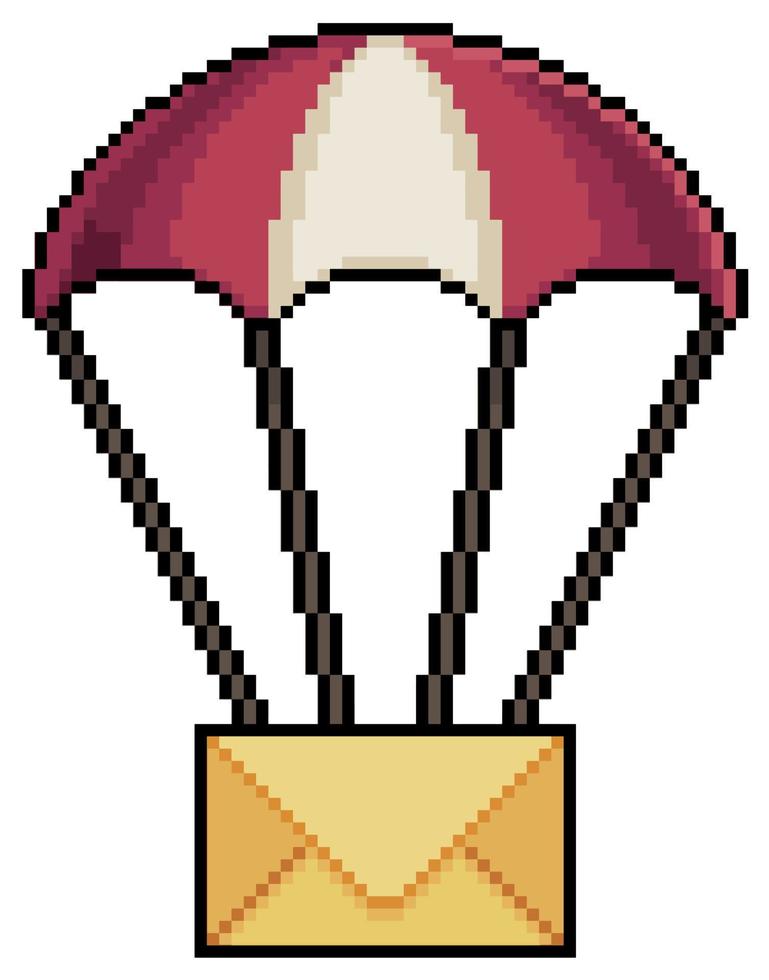 pixel kunst brief Aan parachute vector icoon voor 8 bit spel Aan wit achtergrond