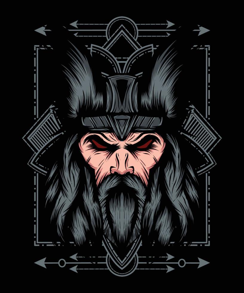 viking hoofd heilig geometrie vector