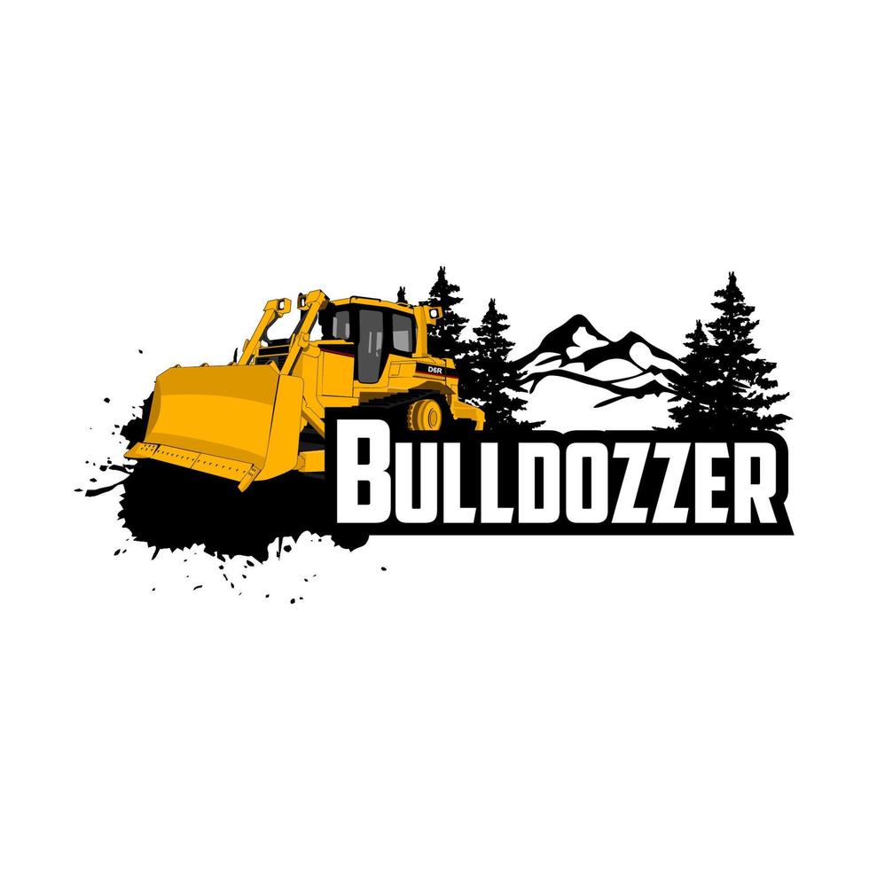 bulldozer zwaar uitrusting logo vector