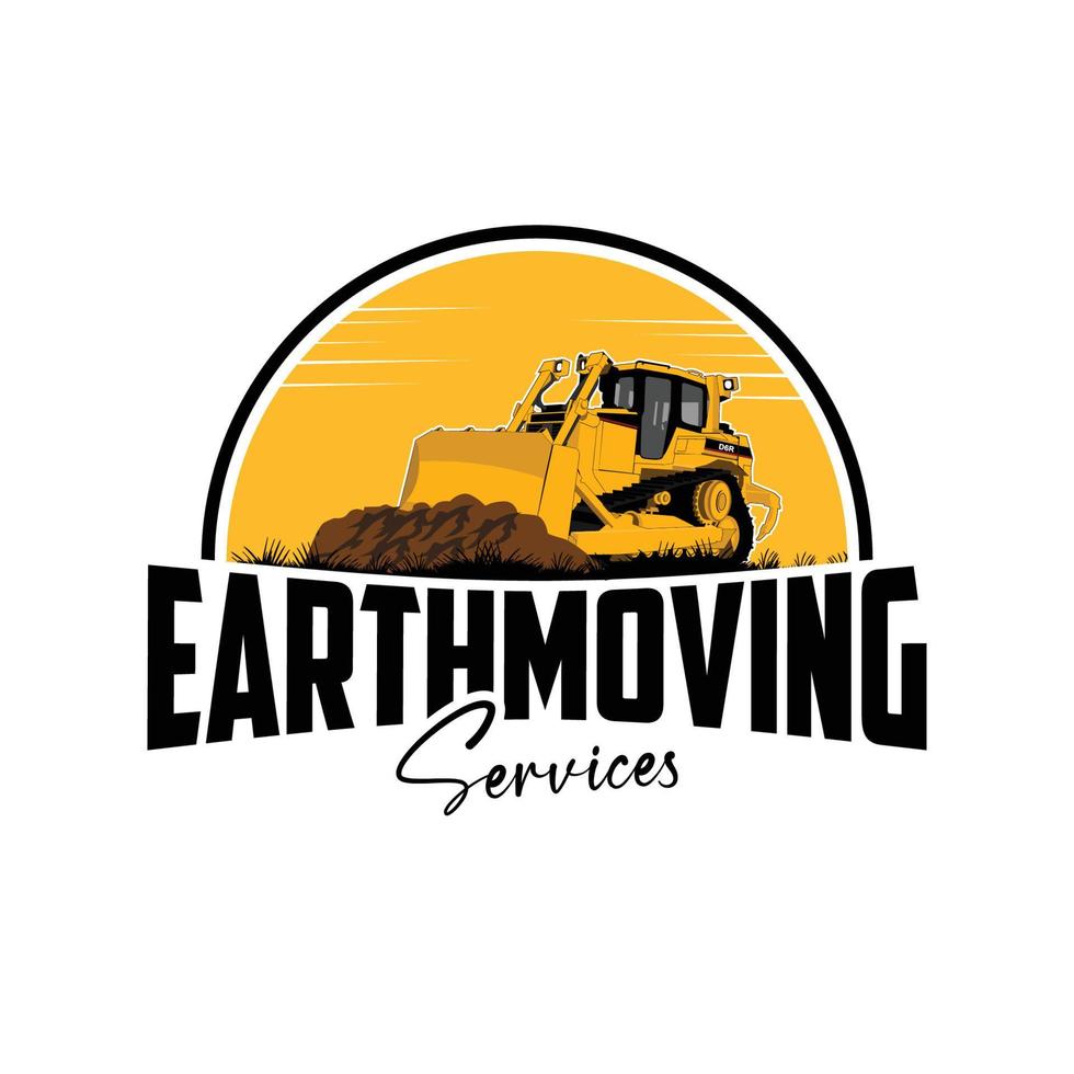 bulldozer zwaar uitrusting voertuig logo vector