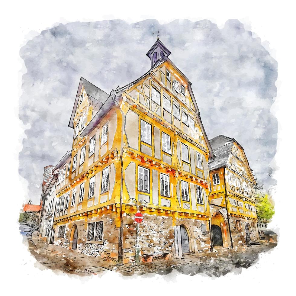 sindelfingen duitsland aquarel schets hand getekende illustratie vector