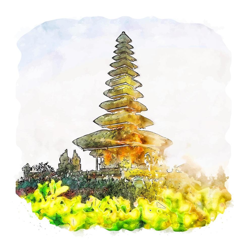 Bali Indonesië aquarel schets hand getekende illustratie vector