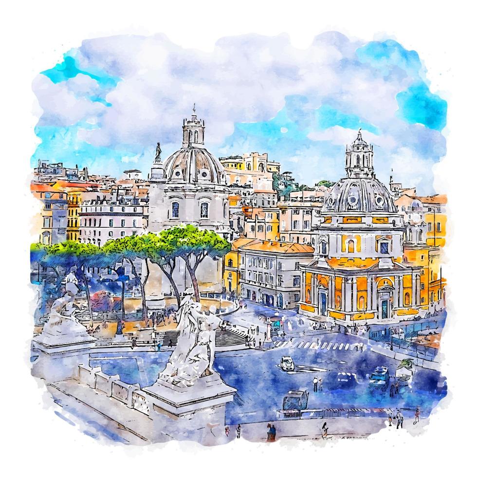 rome italië aquarel schets hand getekende illustratie vector