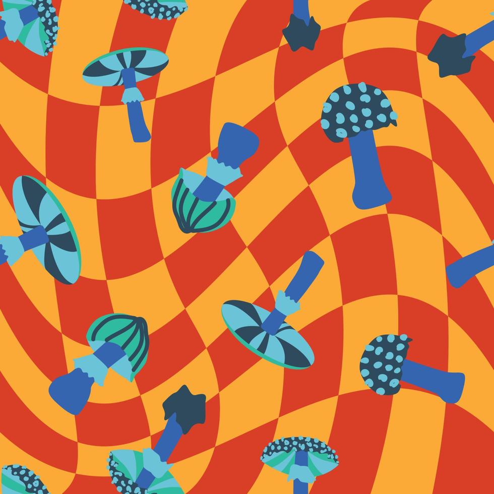 magie psychedelisch drug champignons naadloos patroon. psychedelisch hallucinatie. 60-70 hippie kleurrijk kunst. wijnoogst psychedelisch textiel vector