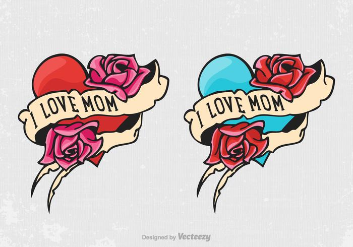 Gratis Vector Mom Tattoo Set