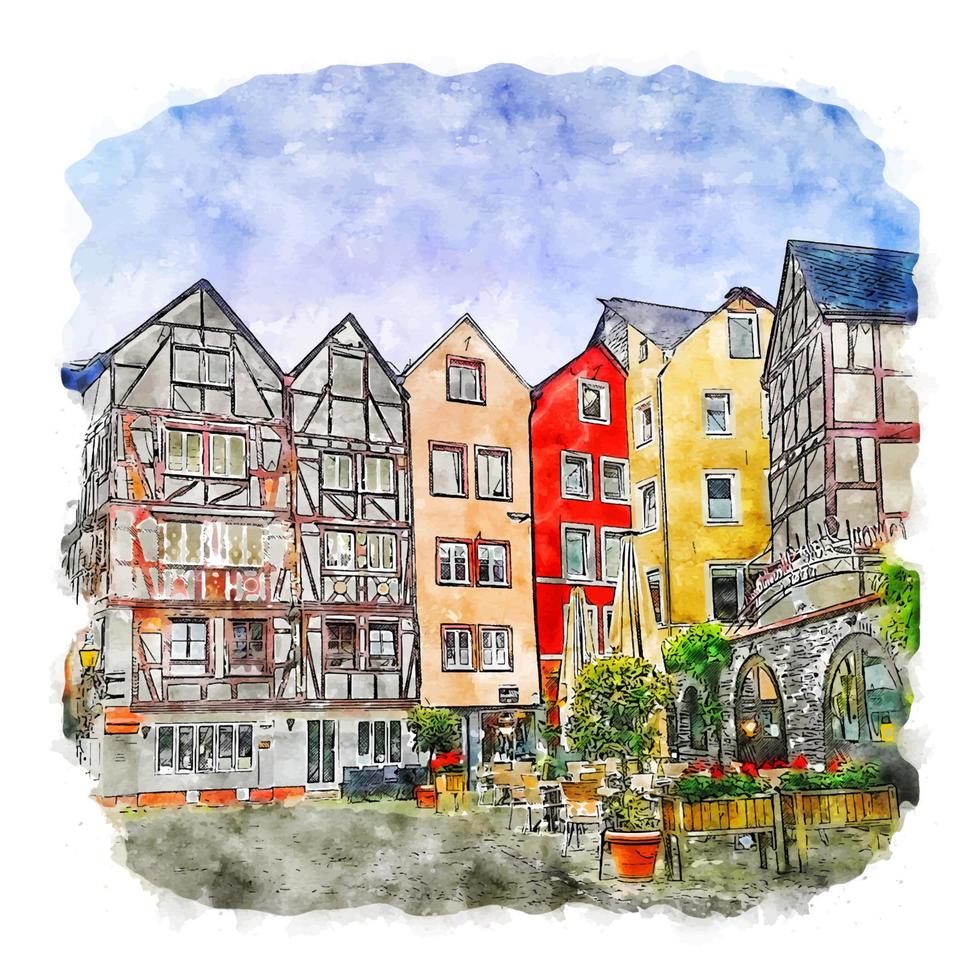 architectuur duitsland aquarel schets hand getekende illustratie vector