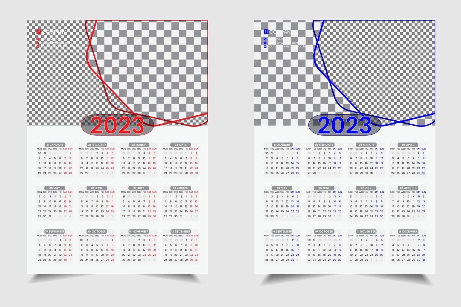 2023 1 bladzijde muur kalender ontwerp vector