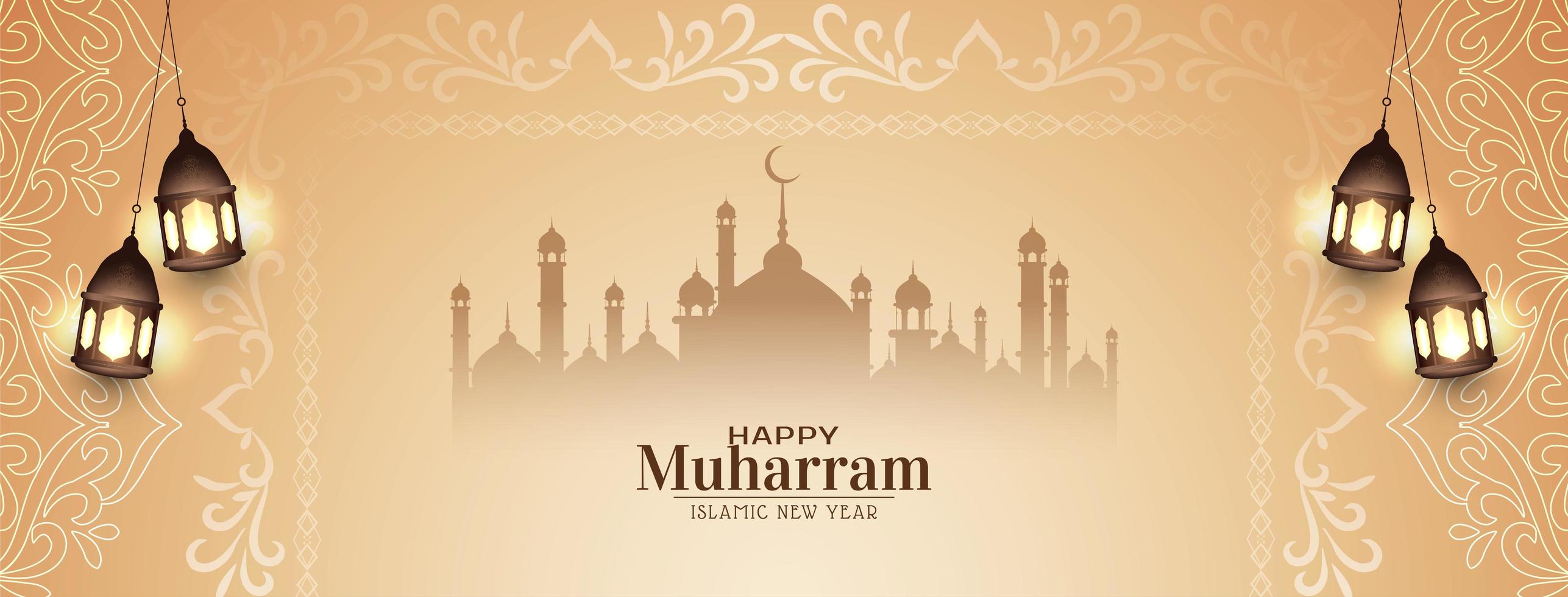 elegant gelukkig muharram festival bannerontwerp vector