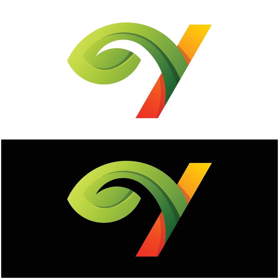 vector logo illustratie brief y blad helling kleurrijk stijl