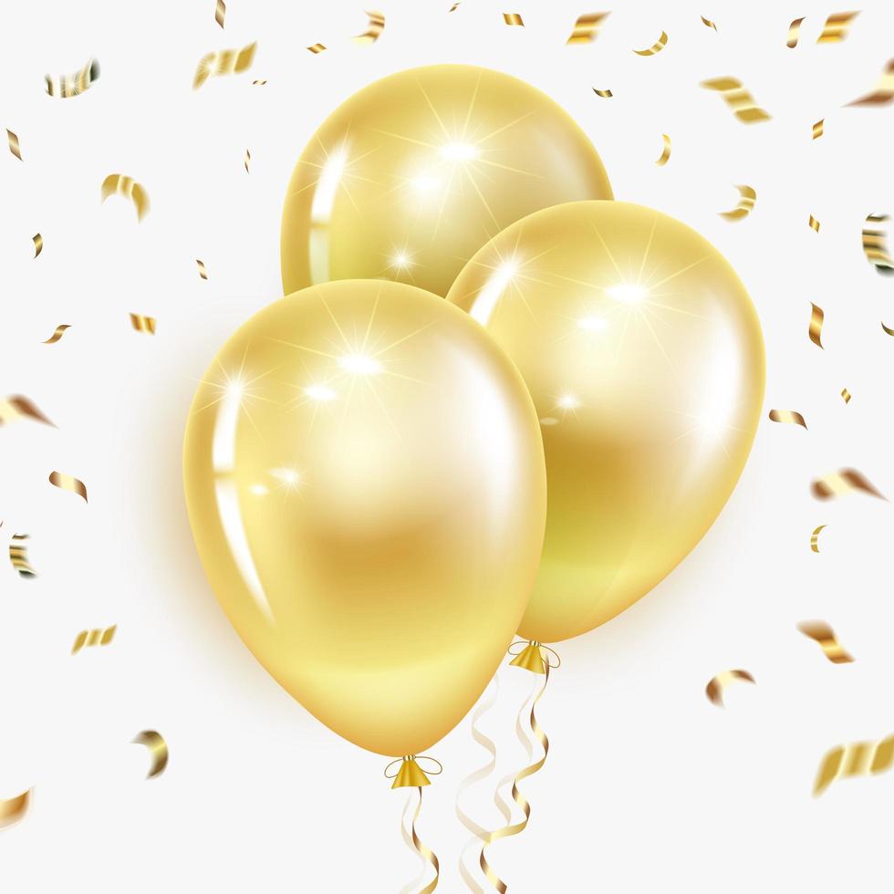 gouden ballonnen en confetti vector