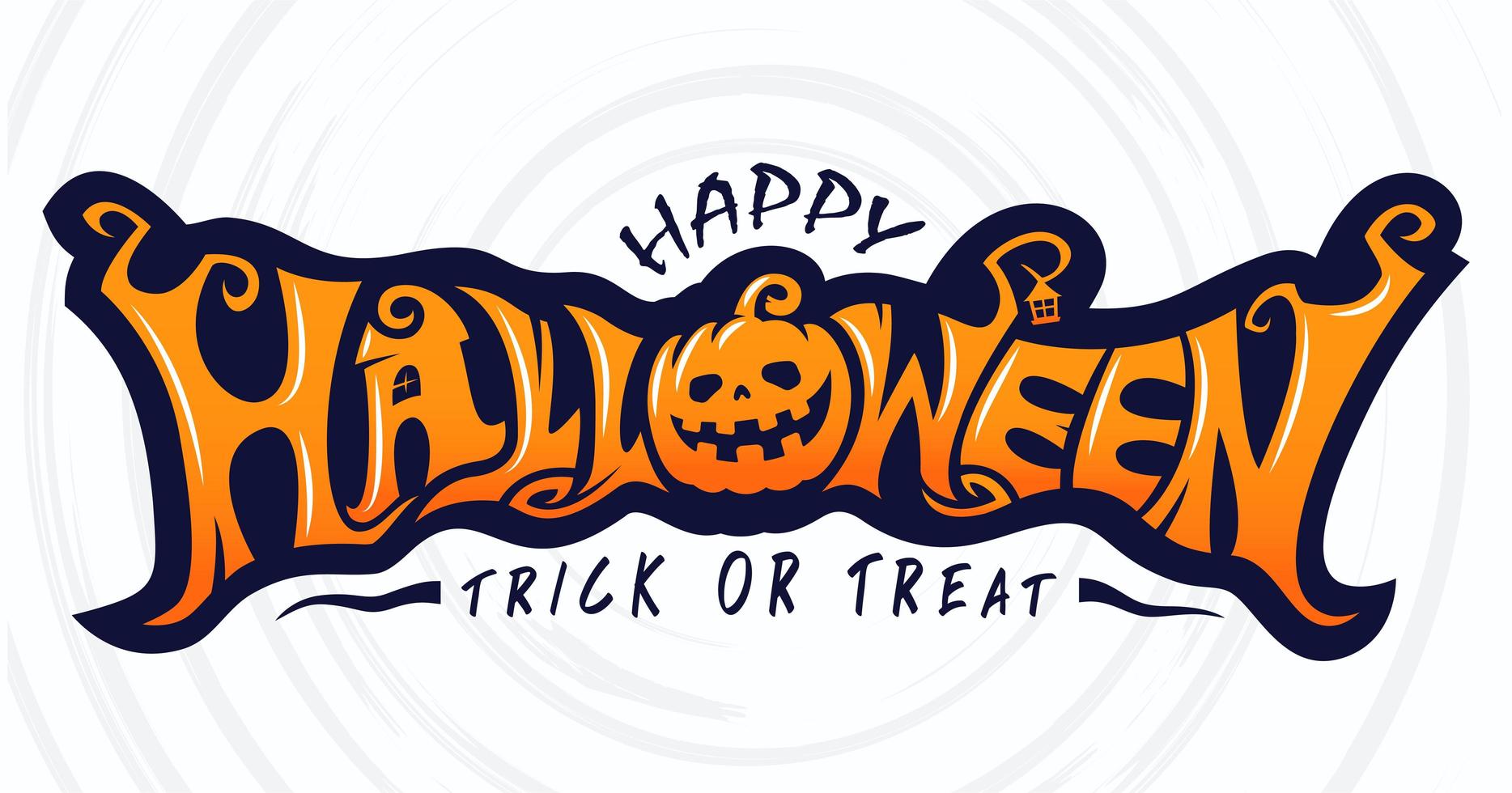 happy halloween trick or treat tekstbanner vector