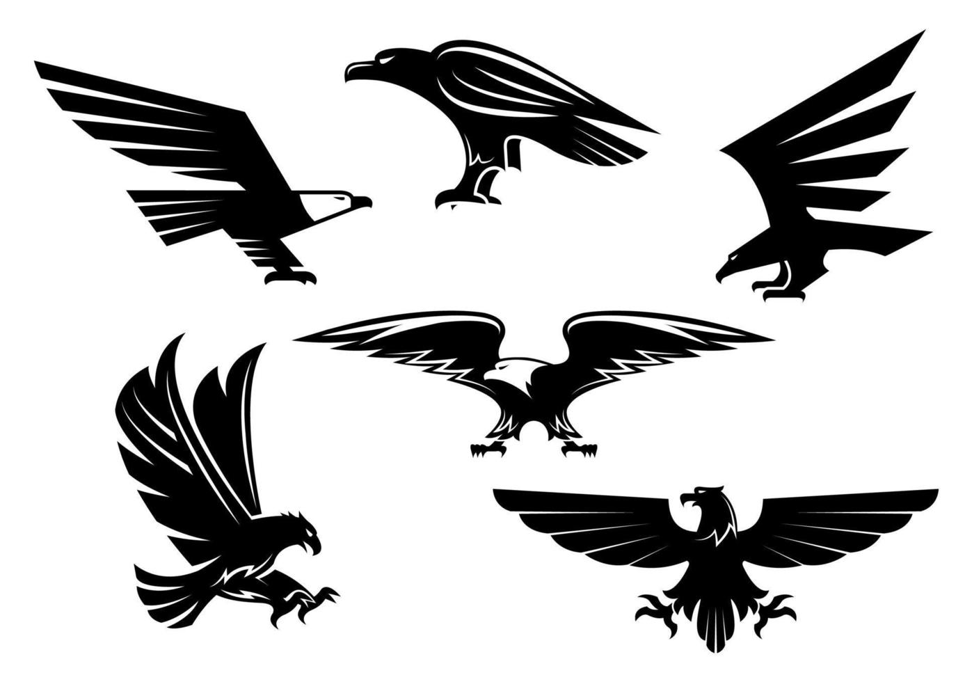 adelaar vector geïsoleerd pictogrammen, heraldisch vogel emblemen