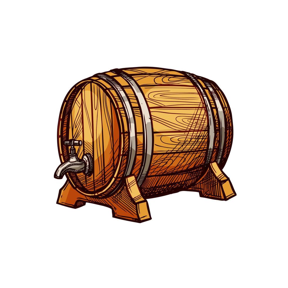 houten vat schetsen voor alcohol drinken ontwerp vector