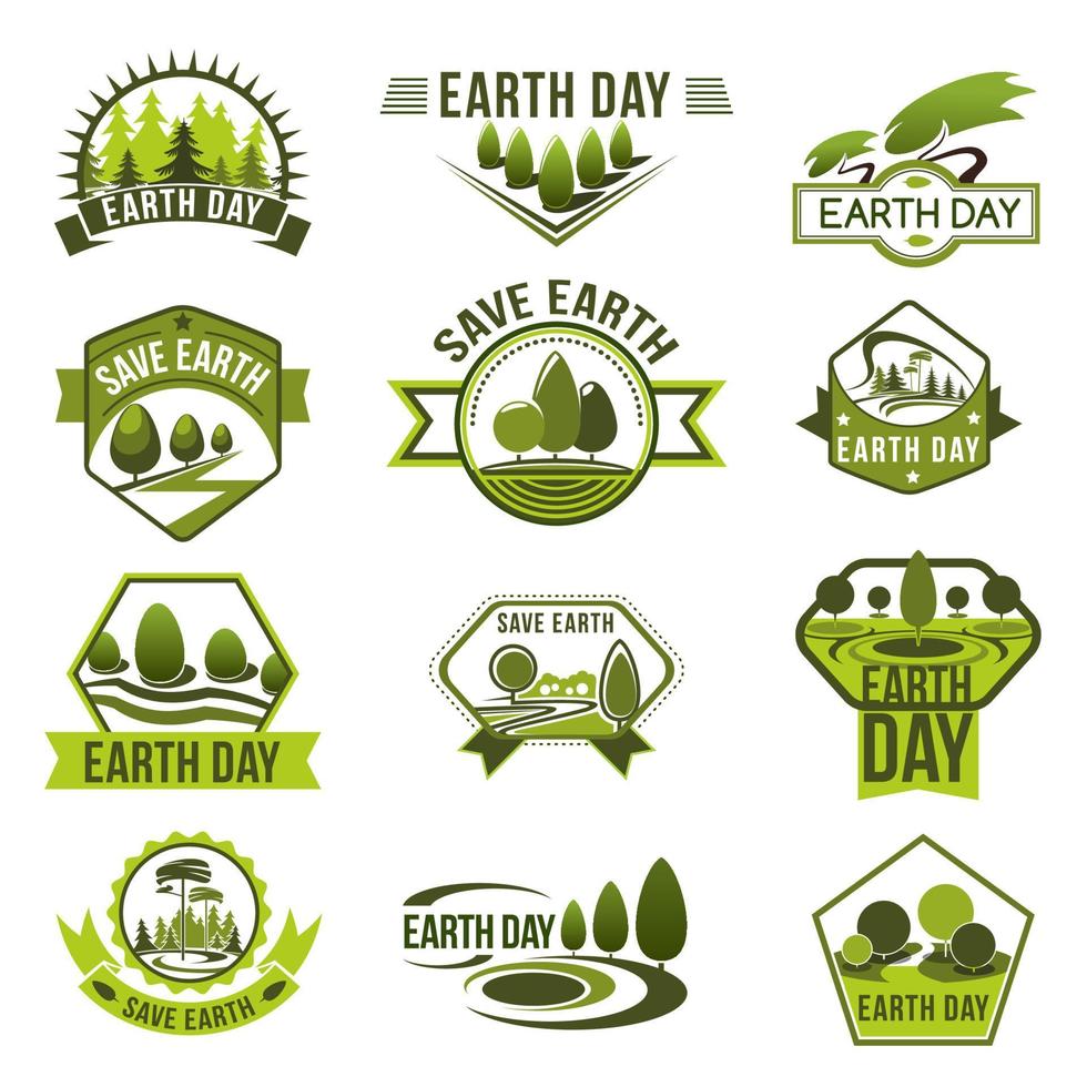 eco groen insigne reeks voor aarde dag ontwerp vector