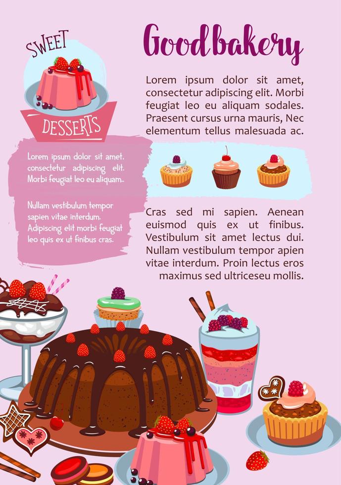 vector poster voor bakkerij winkel gebakje desserts