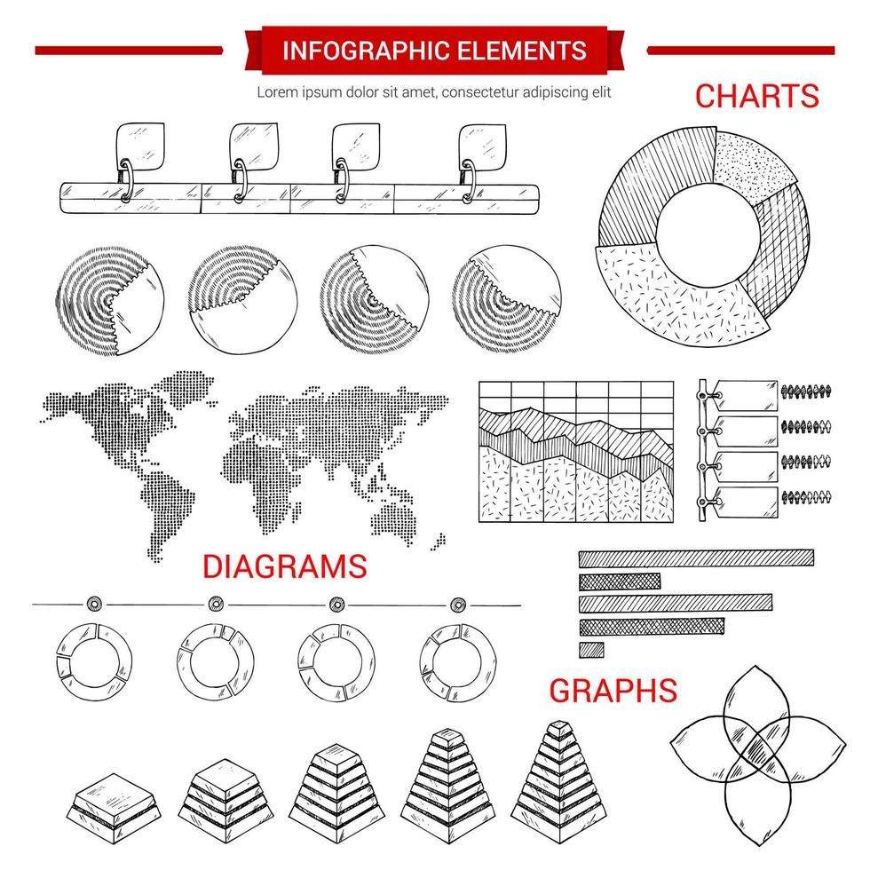 infographic schetsen grafiek, tabel vector elementen